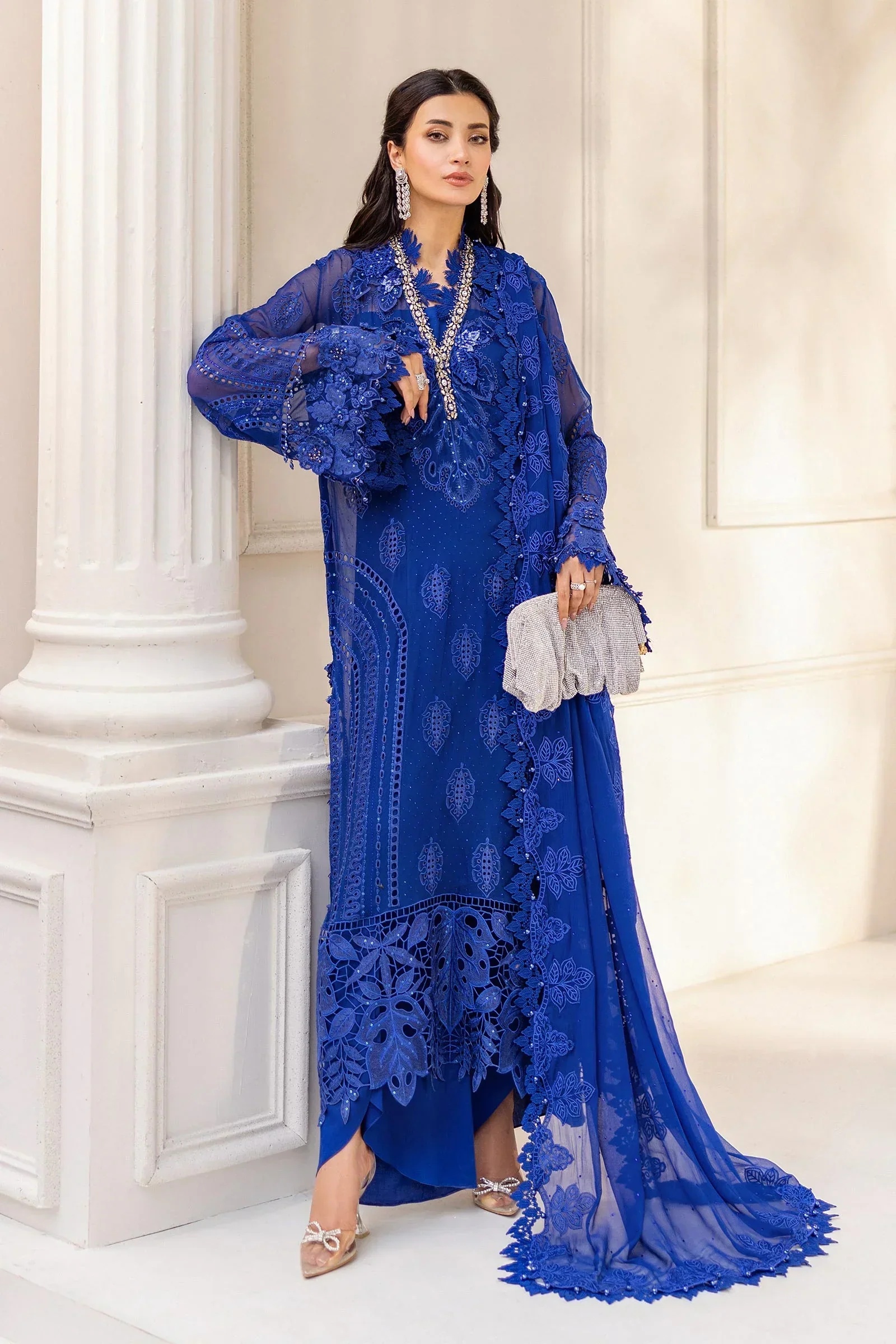 MARIA B Chiffon | MPC-25-103 clothing in blue tones.